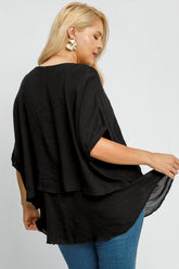 Umgee Full Size Cuffed Half Sleeve Layered Top Plus Size OutfitFlow